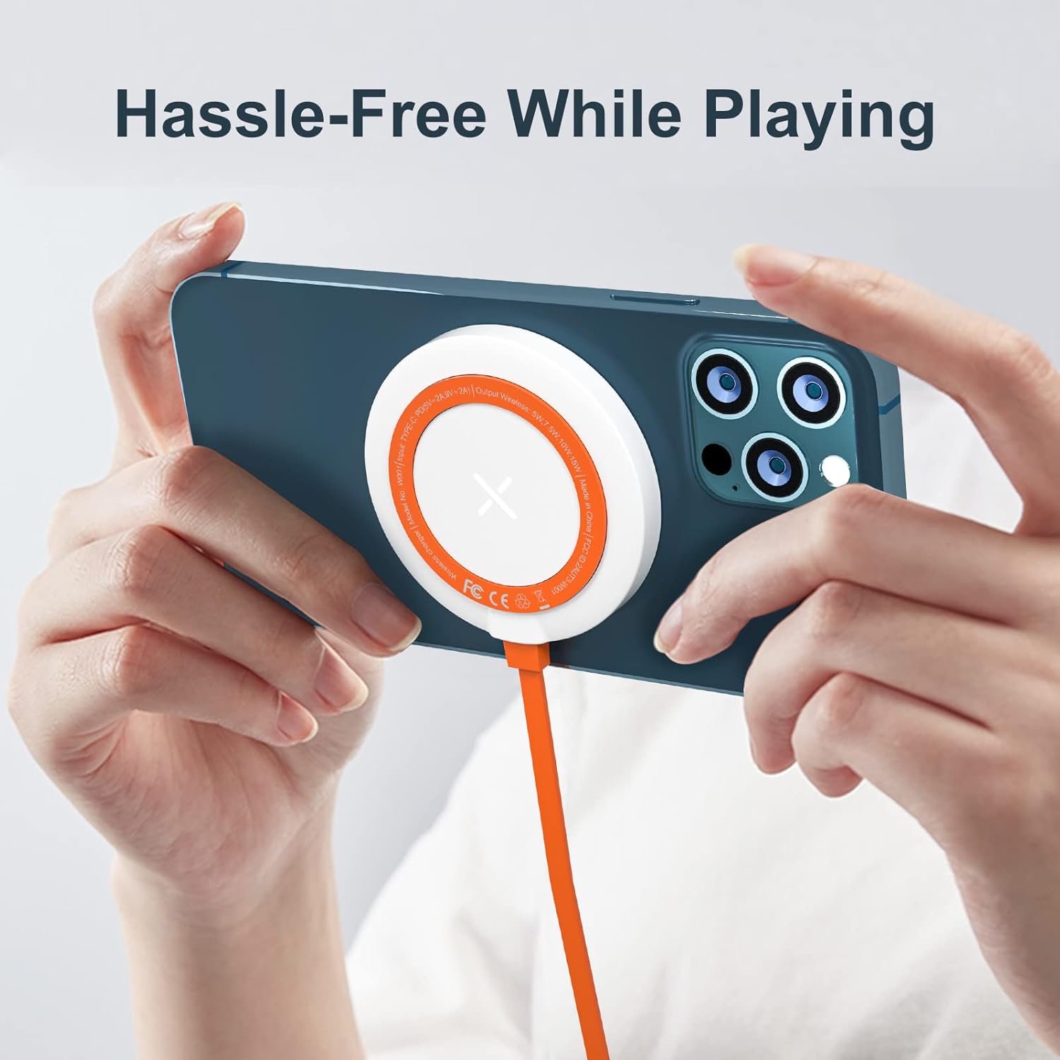 Magnetic Wireless Charger for Iphone 12 Series, 15W Fast Wireless Charging Pad for Iphone 11 / Iphone X, Samsung Galaxy S9/S9 Plus/S10, Airpods Pro and Other Qi-Enabled Devices（Orange）