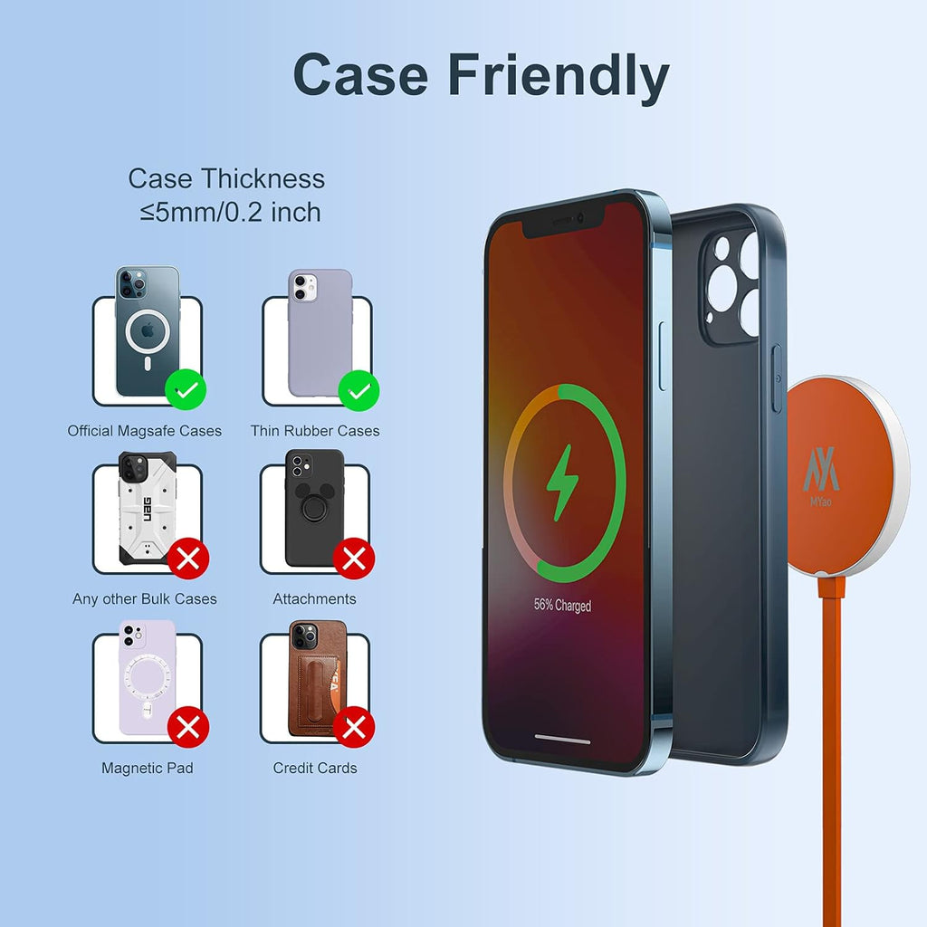 Magnetic Wireless Charger for Iphone 12 Series, 15W Fast Wireless Charging Pad for Iphone 11 / Iphone X, Samsung Galaxy S9/S9 Plus/S10, Airpods Pro and Other Qi-Enabled Devices（Orange）