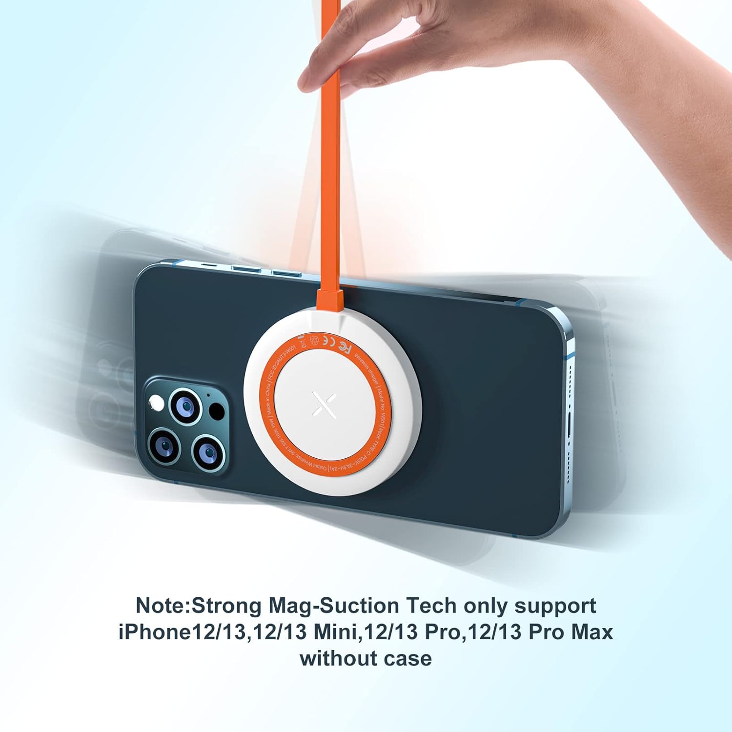 Magnetic Wireless Charger for Iphone 12 Series, 15W Fast Wireless Charging Pad for Iphone 11 / Iphone X, Samsung Galaxy S9/S9 Plus/S10, Airpods Pro and Other Qi-Enabled Devices（Orange）